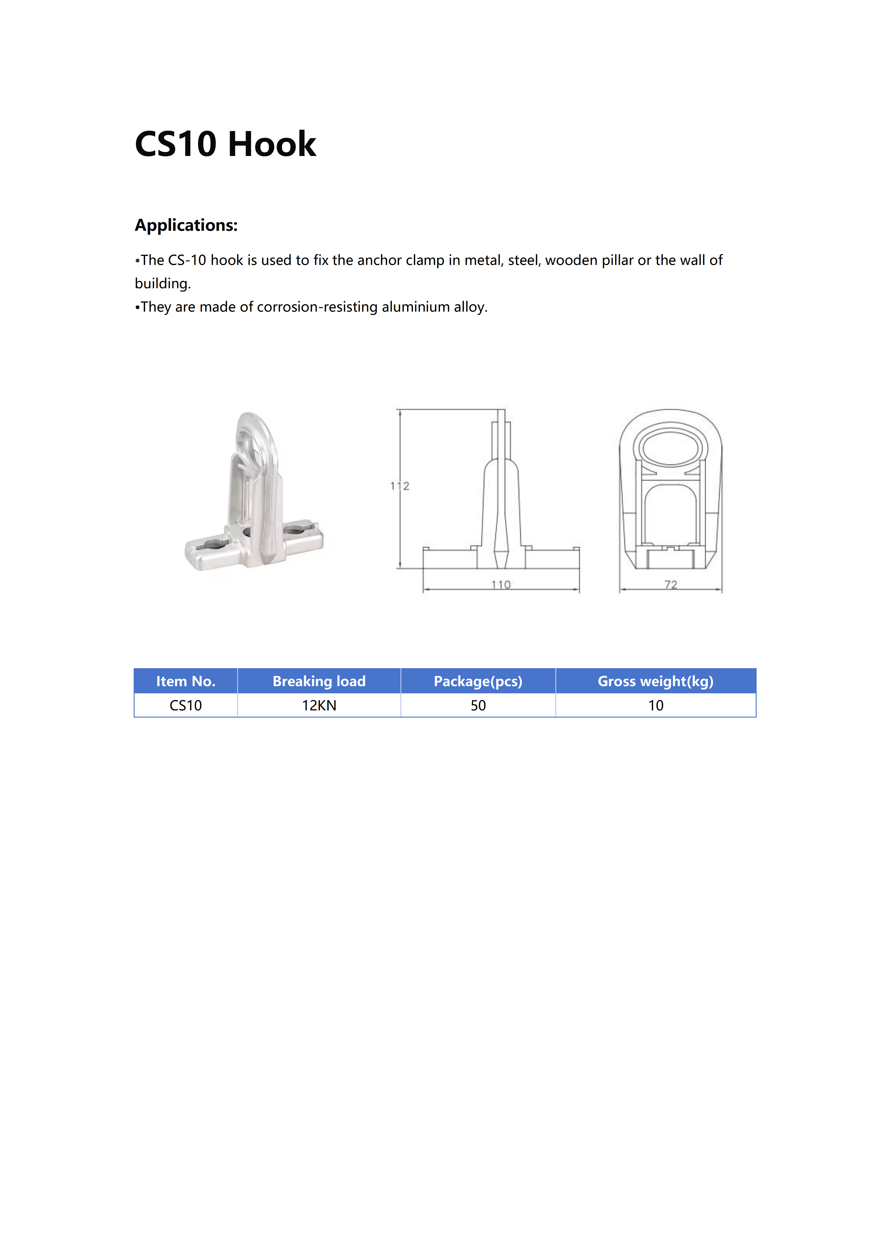 CS-10 Anchor Clamp Hook detail 1